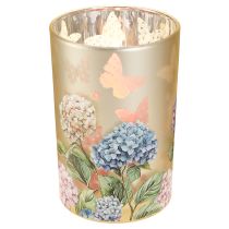 Artikel Glazen theelichthouder met bloemenmotief voor harmonieuze woonmomenten, 18 cm
