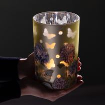 Artikel Glazen theelichthouder met bloemenmotief voor harmonieuze woonmomenten, 18 cm