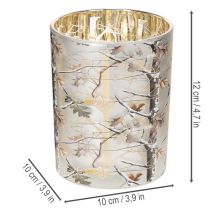 Artikel Glazen lantaarn met takkenmotief, gouden binnenkant, 12 cm