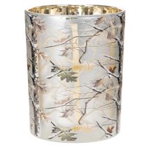 Artikel Glazen lantaarn met takkenmotief, gouden binnenkant, 12 cm