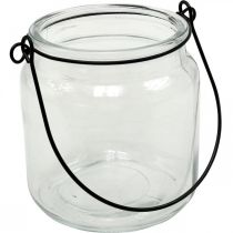 Lantaarn glazen hanglantaarn met handvat Ø8cm H10,5cm