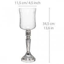 Artikel Lantaarn glas kaars glas antiek look helder, zilver Ø11.5cm H34.5cm