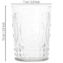 Artikel Glazen stormlantaarn, kaarsenhouder, theelichthouder, glas Ø7,5cm H10cm