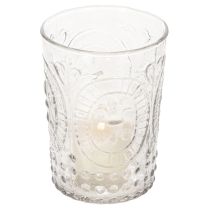 Artikel Glazen stormlantaarn, kaarsenhouder, theelichthouder, glas Ø7,5cm H10cm