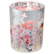 Artikel Lantaarn glas klaproosweide zilverkleurig H12,5cm 2 st