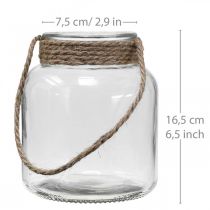 Lantaarn glas, theelichthouder om op te hangen H16.5cm Ø14.5cm