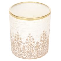 Artikel Glazen theelichthouder met bloemenpatroon, Ø8cm H9cm, 2 stuks