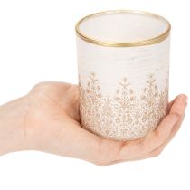 Artikel Glazen theelichthouder met bloemenpatroon, Ø8cm H9cm, 2 stuks