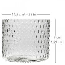Lantaarn glas, theelichthouder glas, kaars glas Ø11.5cm H9.5cm