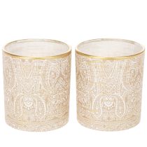 Artikel Glazen theelichthouder met paisley-patroon, Ø8cm, H9cm, 2 stuks