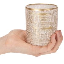 Artikel Glazen theelichthouder met paisley-patroon, Ø8cm, H9cm, 2 stuks