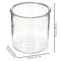 Artikel Glazen theelichthouder, rond, helder glas, veelzijdig, 12 cm, 2 stuks