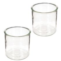 Artikel Glazen theelichthouder, rond, helder glas, veelzijdig, 12 cm, 2 stuks