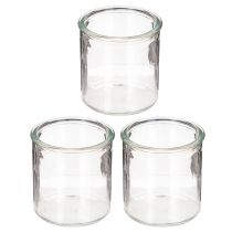 Artikel Ronde glazen theelichthouder, helder glas, 8 cm, 3 stuks