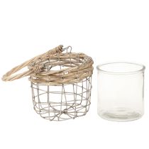 Artikel Lantaarn hangende decoratie metaal glas wilg Ø13cm H12cm 2st