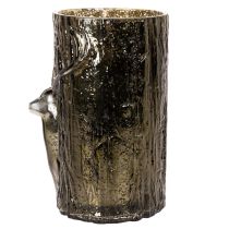 Artikel Glazen theelichthouder met reliëf van een hertenkop en bomen, winterdecoratie, 26 cm