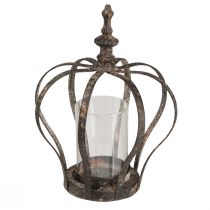 Artikel Lantaarn Kroon Bruin Roest Met Kaars Glas Ø14cm H18cm