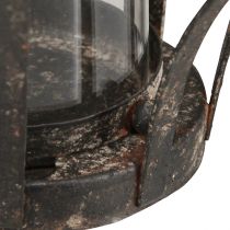 Artikel Lantaarn Kroon Bruin Roest Met Kaars Glas Ø14cm H18cm