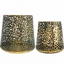 Artikel Windlicht lantaarn goud Ø14/20,5cm H14,5/19,5cm set van 2