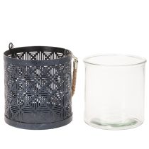 Artikel Metalen theelichthouder, decoratieve lantaarn met handvat, antraciet, Ø16 cm, 2 stuks