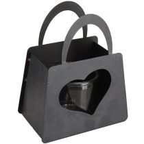 Artikel Lantaarn Metalen Decoratie Zak met Hart Antraciet H18cm 2st