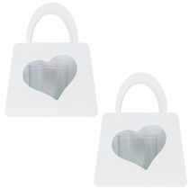 Artikel Lantaarn metalen sierzakje met hart wit H18cm 2st