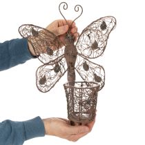 Artikel Metalen lantaarn, wanddecoratie, vlinder, roestkleurige afwerking, 36,5 cm