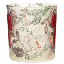 Artikel Glazen votiefkaarsenhouder met kersttakjes en rood lint, 8 cm, 2 stuks