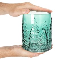 Artikel Glazen votiefkaarsenhouder met reliëf van dennenbomen, kerstdecoratie, 16 cm