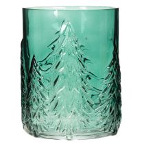 Artikel Glazen votiefkaarsenhouder met reliëf van dennenbomen, kerstdecoratie, 16 cm