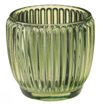 Artikel Lantaarn theelichthouder glas groen retro Ø7cm H7cm 6 st