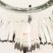 Artikel Lantaarn theelichthouder glas metaal helder zwart Ø14,5cm