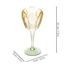 Artikel Tulpvormige theelichthouder met bloemenmotief, decoratie voor een romantische en elegante sfeer, 20 cm