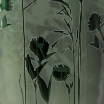 Artikel Lantaarn van wit glas met groen weidemotief H18cm
