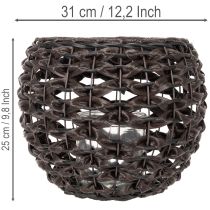Artikel Geweven theelichthouder, zwart en bruin, zomerdecoratie, Ø31cm H25cm