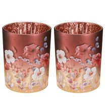 Artikel Decoratieve glazen lantaarn met bloemenmotief voor een elegante woondecoratie, 12,5 cm, 2 stuks