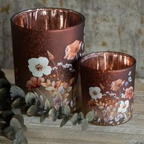 Artikel Decoratieve glazen lantaarn met bloemenmotief voor een elegante woondecoratie, 12,5 cm, 2 stuks