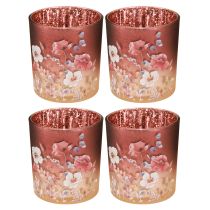 Artikel Elegante kaarsenhouder met bloemmotieven voor een sfeervolle kamerinrichting, 8 cm, 4 stuks.