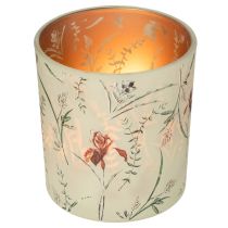Artikel Decoratieve glazen lantaarn met bloemenmotief voor een sfeervolle inrichting, 8 cm, 4 stuks.