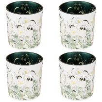 Artikel Decoratieve glazen lantaarn met bladmotief voor stijlvolle woonaccessoires, 8 cm, 4 stuks