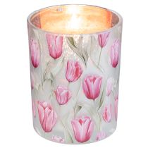 Artikel Elegante lantaarn met tulpmotief voor sfeervolle lentedecoratie, 12,5 cm, 2 stuks.