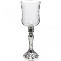 Lantaarn glas kaars glas antiek look helder, zilver Ø11.5cm H34.5cm