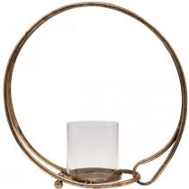 Artikel Lantaarn metalen kandelaar goudkleurig glas Ø33cm