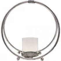 Artikel Lantaarn metalen kandelaar zilver glas Ø33cm
