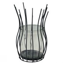 Artikel Lantaarn glas metaal decoratieve zwarte beker Ø17cm H27cm