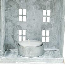 Artikel Raamdecoratie Kerst, lantaarn, diorama huis serie, metalen decoratie zilver shabby chic L20cm H20cm
