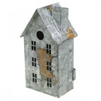 Artikel Lantaarnhuis metaal shabby chic gewassen wit, roest H20cm