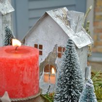Artikel Lantaarnhuis metaal, shabby chic, kerstdecoratie, white washed, antieke look H14,5cm