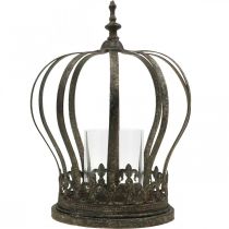 Artikel Kroon als lantaarn, kaarsdecoratie, metalen kroon antiek look H28cm Ø21cm