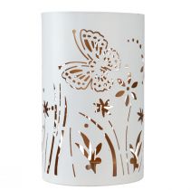 Artikel Lantaarn metaal witgoud vlinder Ø12,5cm H20,5cm